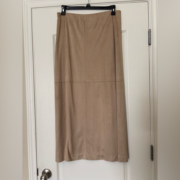 Finity 2 piece shirt dress faux suede khaki Large top & skirt long maxi dress - Picture 10 of 16